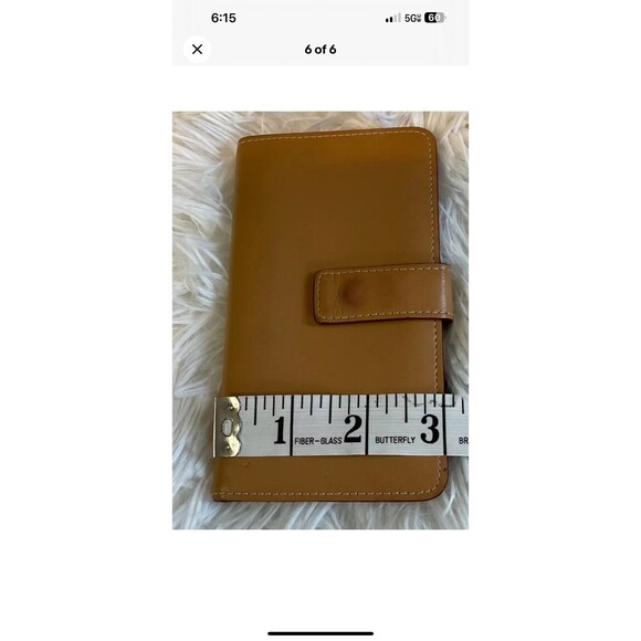 Lodis Small Credit Card Wallet Carmel Brown Leather Bifold Wallet 5.5” x 3” - Picture 6 of 6